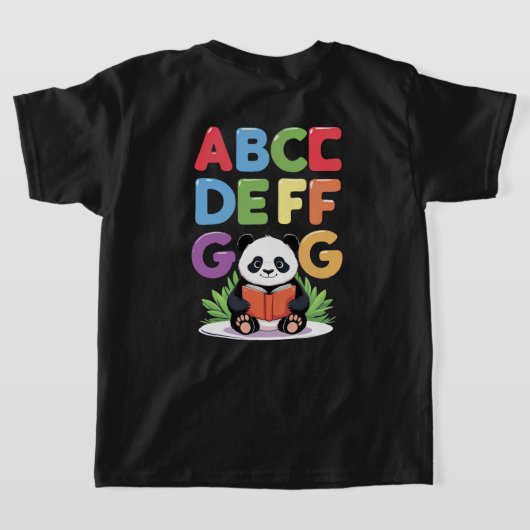 Schattigee Panda Reading – Kleurrijk ABCD FG T-shi T-shirt (Laag Achter)