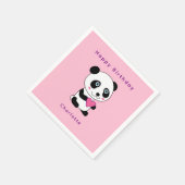Schattigee panda roze hart verjaardag gepersonalis servet (Hoek)