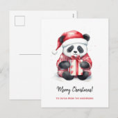 Schattigee Panda Santa Vrolijk Kerstfeest Feestdagenkaart (Voorkant / Achterkant)