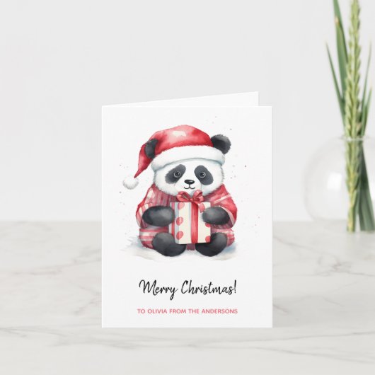 Schattigee Panda Santa Vrolijk Kerstfeest Kaart (Voorkant)