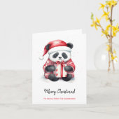 Schattigee Panda Santa Vrolijk Kerstfeest Kaart (Gele Bloem)