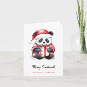 Schattigee Panda Santa Vrolijk Kerstfeest Kaart
