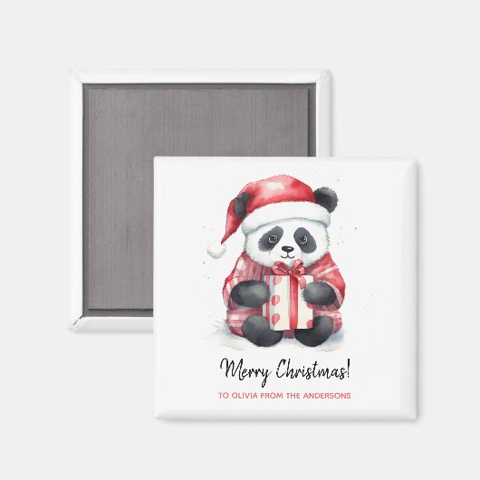 Schattigee Panda Santa Vrolijk Kerstfeest Magneet (Voorkant / Achterkant)