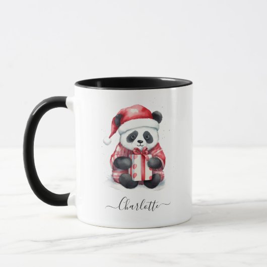 Schattigee Panda Santa Vrolijke Kerstvakantie Mok (Links)