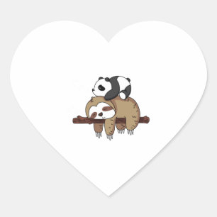 Schattigee Panda Slapen op Sloth Hoodie Sloth Love Hart Sticker