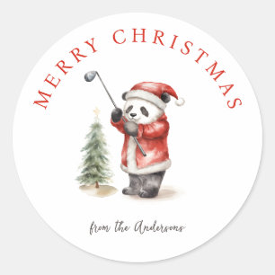 Schattigee Panda spelen golf kerst Ronde Sticker