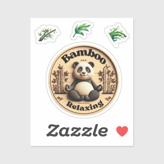 Schattigee Panda Sticker, Bamboe Ontspannen. Sticker (Vel)