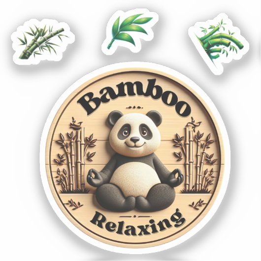 Schattigee Panda Sticker, Bamboe Ontspannen. Sticker (Voorkant)