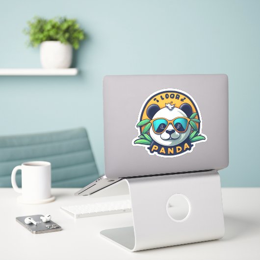 Schattigee Panda Stickers voor kinderen en volwass (Laptop op bureau)