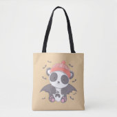 Schattigee Panda Vampire en Bats Gold Halloween Tote Bag (Voorkant)