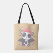 Schattigee Panda Vampire en Bats Gold Halloween Tote Bag (Achterkant)