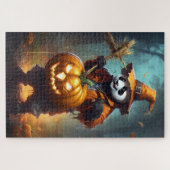 Schattigee Panda vogelverschrikker Halloween Legpuzzel (Horizontaal)