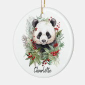 Schattigee Panda Vrolijke Kerstwinter Botanicals Keramisch Ornament (Links)