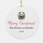 Schattigee Panda Vrolijke Kerstwinter Botanicals Keramisch Ornament (Achterkant)