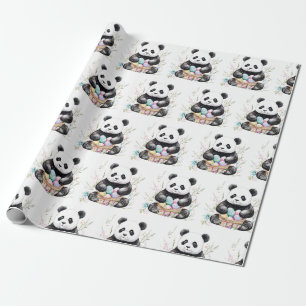 Schattigee panda waterverf bloemen cadeaupapier