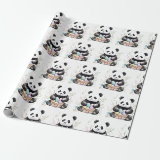 Schattigee panda waterverf bloemen cadeaupapier