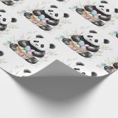 Schattigee panda waterverf bloemen cadeaupapier (Hoek)