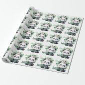 Schattigee Panda Waterverf Greenery Patroon Verjaa Cadeaupapier (Uitgerold)