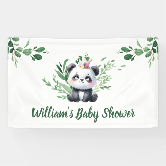 Schattigee Panda Waterverf Greenery Shower Spandoek (Horizontaal)