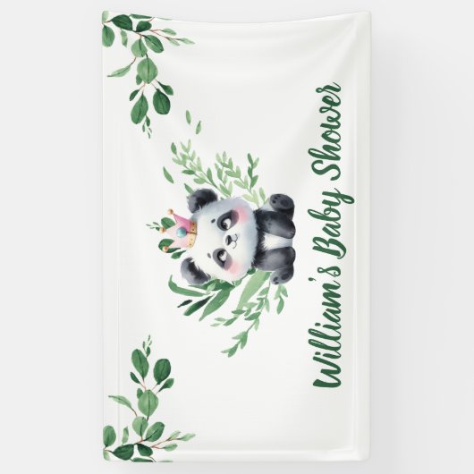 Schattigee Panda Waterverf Greenery Shower Spandoek (Verticaal)