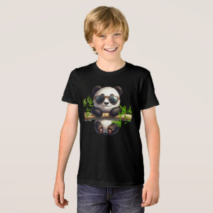 Schattigee panda welp met een bril die aan een bam Tri-Blend shirt