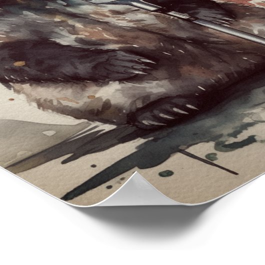 Schattigee panda zingen door retro microfoon poster (Hoek)