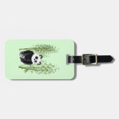 Schattigee Panda Zittend in Bamboe Bagagelabel (Voorkant horizontaal)