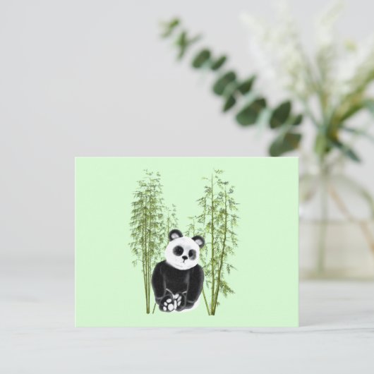 Schattigee Panda Zittend in Bamboe Briefkaart (Staand voorkant)