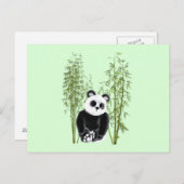 Schattigee Panda Zittend in Bamboe Briefkaart (Voorkant / Achterkant)