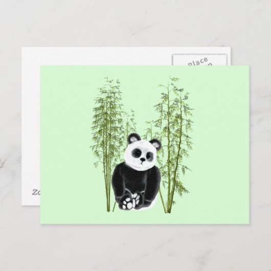 Schattigee Panda Zittend in Bamboe Briefkaart (Voorkant / Achterkant)