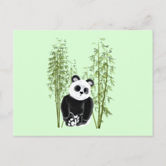 Schattigee Panda Zittend in Bamboe Briefkaart (Voorkant)