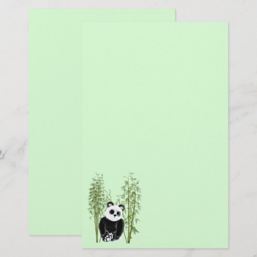 Schattigee panda zittend in bamboe briefpapier (Voorkant / Achterkant)