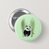 Schattigee Panda Zittend in Bamboe Button (Voorkant /achterkant)