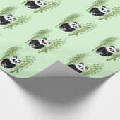 Schattigee Panda Zittend in Bamboe Cadeaupapier (Hoek)