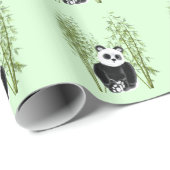 Schattigee Panda Zittend in Bamboe Cadeaupapier (Rol Hoek)