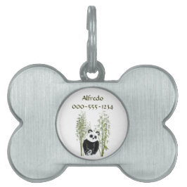 Schattigee panda zittend in bamboe huisdieren naamplaatje