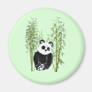 Schattigee Panda Zittend in Bamboe Magneet