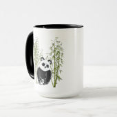 Schattigee Panda Zittend in Bamboe Mok (Voorkant links)