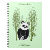 Schattigee Panda Zittend in Bamboe Notitieboek (Voorkant)