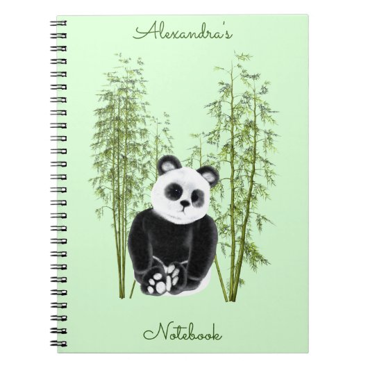 Schattigee Panda Zittend in Bamboe Notitieboek (Voorkant)