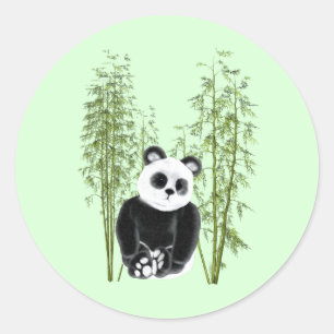 Schattigee Panda Zittend in Bamboe Ronde Sticker