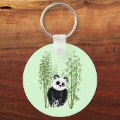 Schattigee Panda Zittend in Bamboe Sleutelhanger (Voorkant)