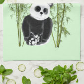 Schattigee Panda Zittend in Bamboe Theedoek (Gevouwen)