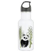 Schattigee panda zittend in bamboe waterfles  (Voorkant)