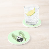 Schattigee Panda Zittend in Bamboe Zandsteen Onderzetter (Zijkant)