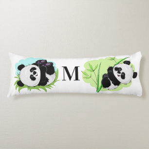 Schattigee Panda's aangepaste monogram lichaam kus Lichaamskussen