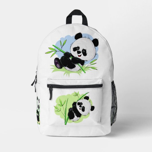 Schattigee Panda's aangepaste naam Bedrukte Rugzak (Voorkant)