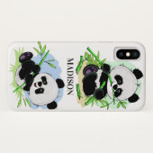 Schattigee Panda's aangepaste naam telefoonhoesjes Case-Mate iPhone Case (Achterkant (horizontaal))