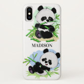 Schattigee Panda's aangepaste naam telefoonhoesjes Case-Mate iPhone Case (Achterkant)
