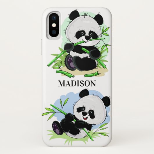 Schattigee Panda's aangepaste naam telefoonhoesjes Case-Mate iPhone Case (Achterkant)